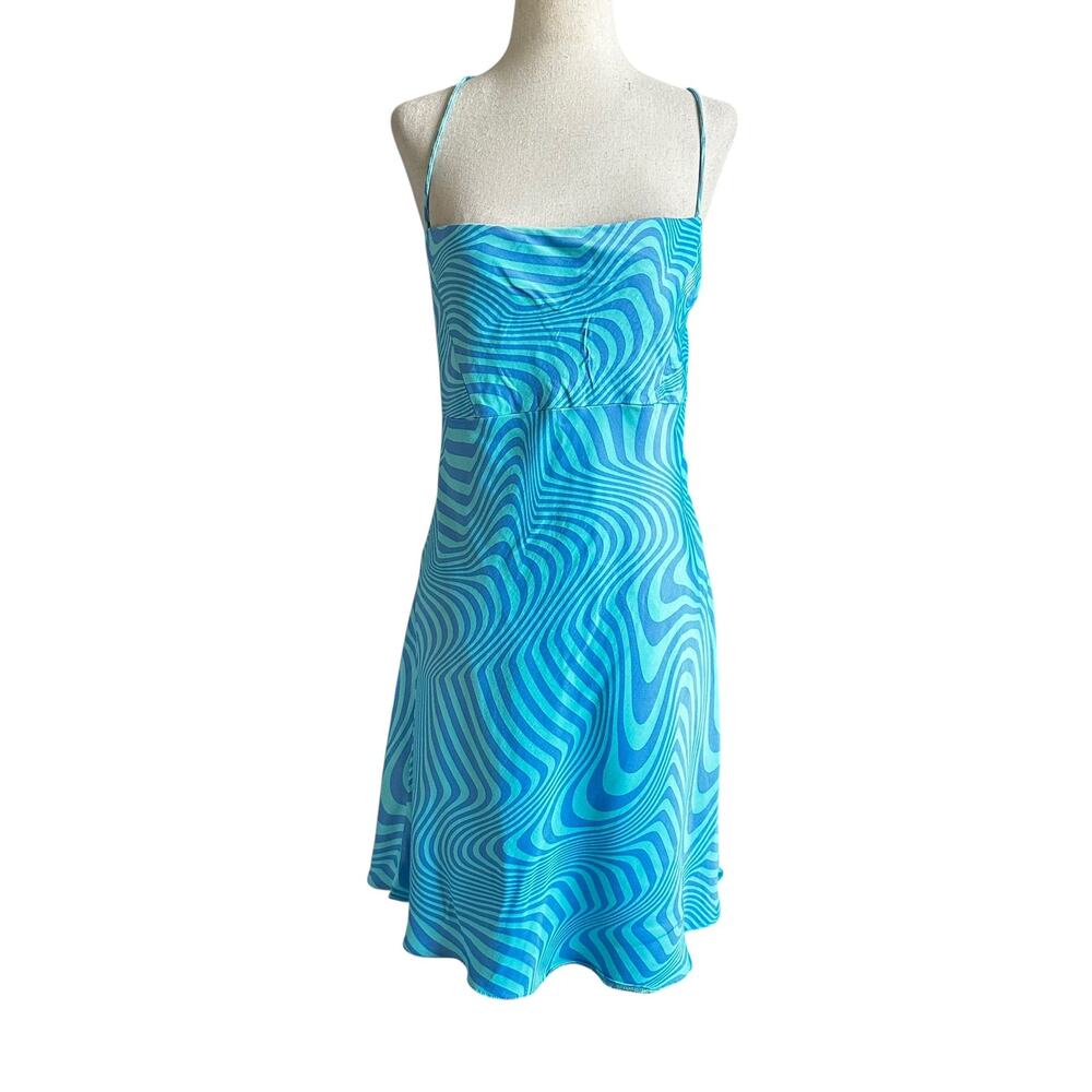 Zara Blue Lined Satin Mini Dress Women's Size XL | 5-30-3